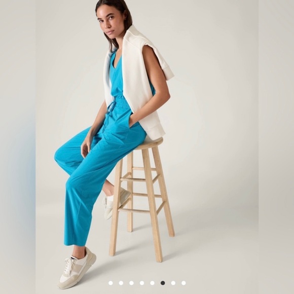 Athleta Avenue Sleeveless Jumpsuit Color Pacific Size Medium Petite - Picture 2 of 16